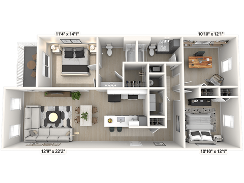 An Aerial View of the Presidential Floor Plan  at Alexandria of Carmel Apartments, Carmel